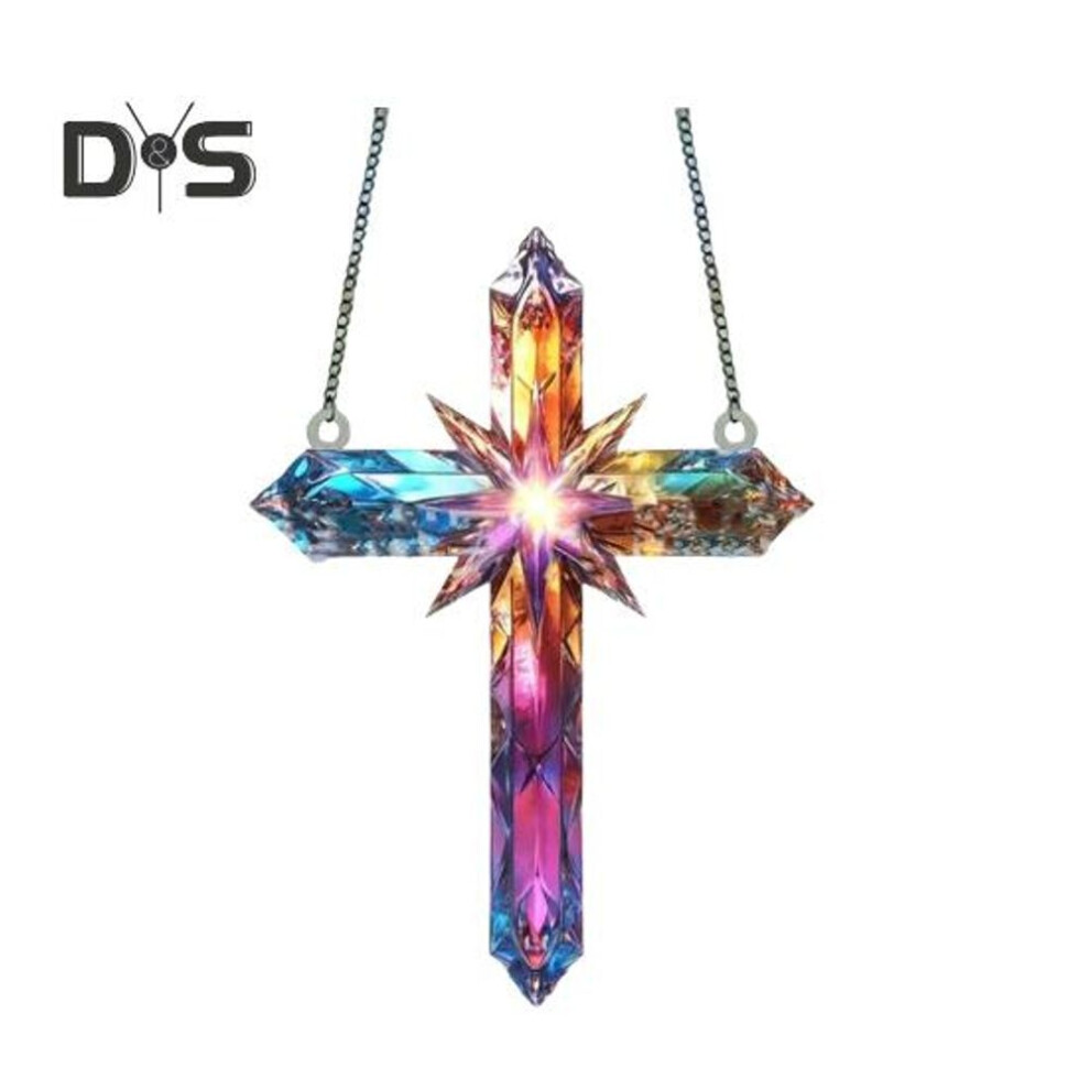 (as the picture, C) Rose Suncatcher Pendant 2D Flat Dyed Acrylic Pendant Stained Glass Decorations Faith Symbol Room Aesthetic Garden Decoration Gifts for Women