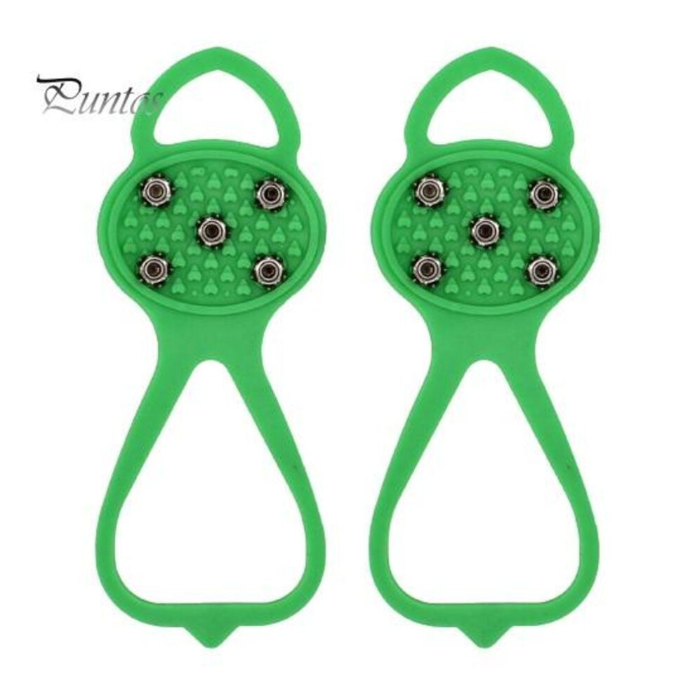 (green, Kid) Non-slip Gripper Spikes Anti-skid Ice Walking Traction Cleats Shoe Spikes Grip Crampon For Hiking Walking Climbing Fishing