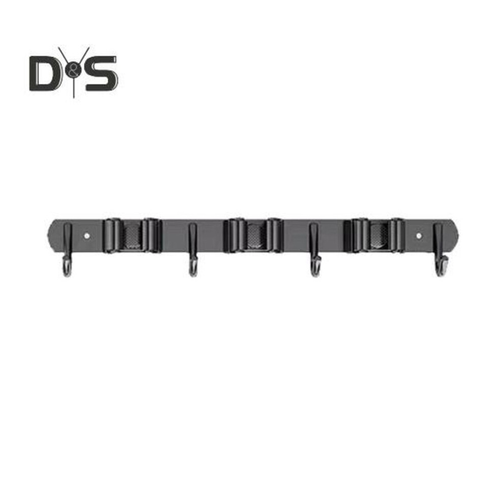 (as the picture, L) Broom Holder Wall Mount Mop Hanger With Hook Simple Installation Broom Mop Wall Hanging Rack Kitchen Tool Organizer