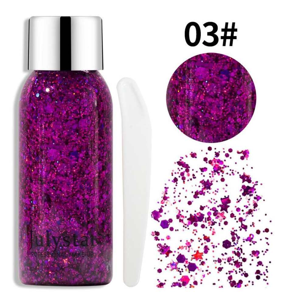 (03) Julystar 10 Color Eyes Glitter Cosmetics Face Sequins Cream Diamond Jewels Rhinestones Makeup Party Festival Glitter Makeup