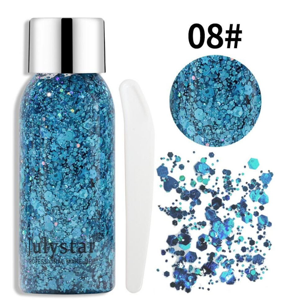 (08) Julystar 10 Color Eyes Glitter Cosmetics Face Sequins Cream Diamond Jewels Rhinestones Makeup Party Festival Glitter Makeup