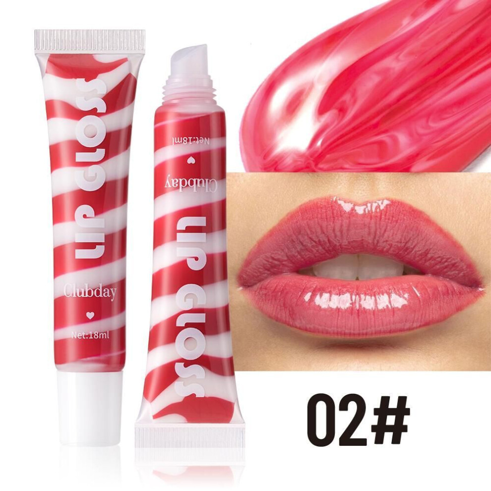(02) Candy Color Big Lip Gloss Spiral Fruit Flavoured Glitter Long Lasting Nourishing Moisturizing No-Sticky Fresh Texture Lip Balm