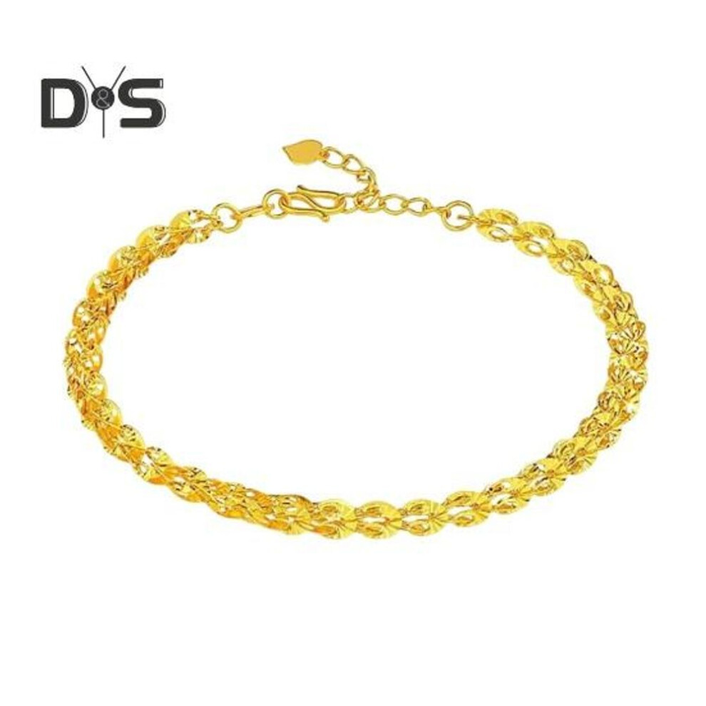 (golden) Women Bracelet Hollow Out Adjustable Length Retro Style Silver Plated Anti-rust Prom Daily Dating Wrist Chain Lady Jewelry Birthday Present