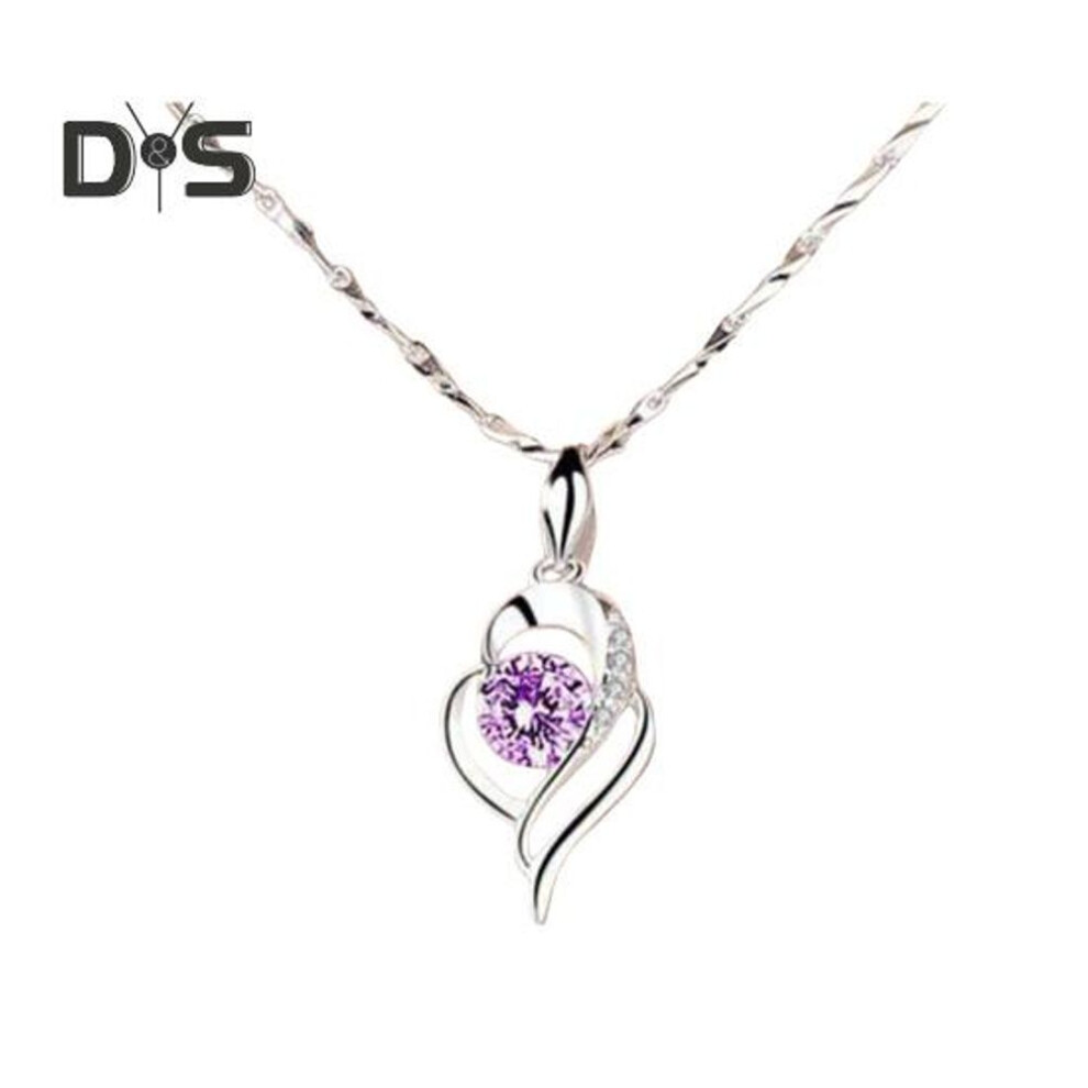 (as the picture, G) Women Heart Pendant Cubic Zirconia Decor Hollow Out Copper Necklace Romantic Love Valentines Day Gift Lady Neck Jewelry Prom Party Clavicle Necklace