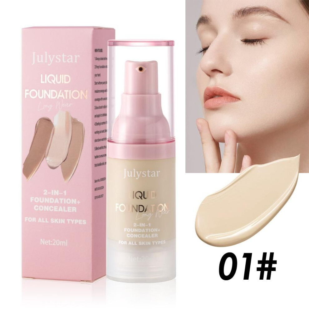 (01) Julystar 10 Color Liquid Foundation Concealer Invisible Pores Fade Dark Circles Under The Eyes Women Face Makeup