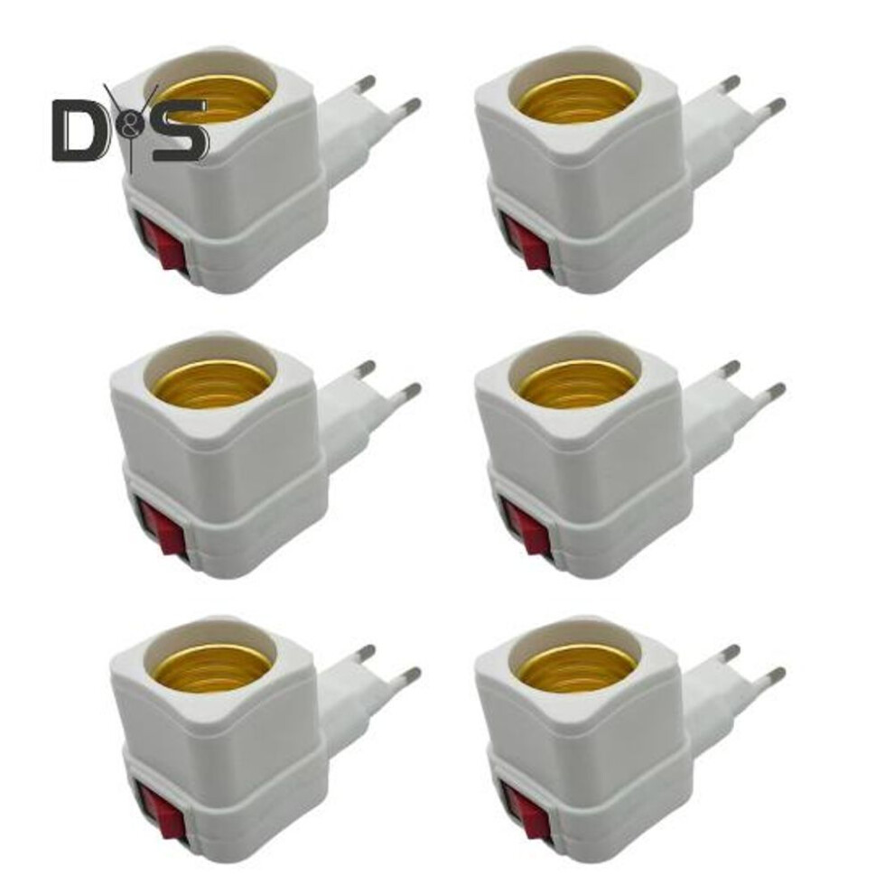 (as the picture, 6pcs) E27 Led Light Holder Lamp Bulbs Socket Base With On/off Switch High Reliable Universal Lamp Holder Connector Adapter