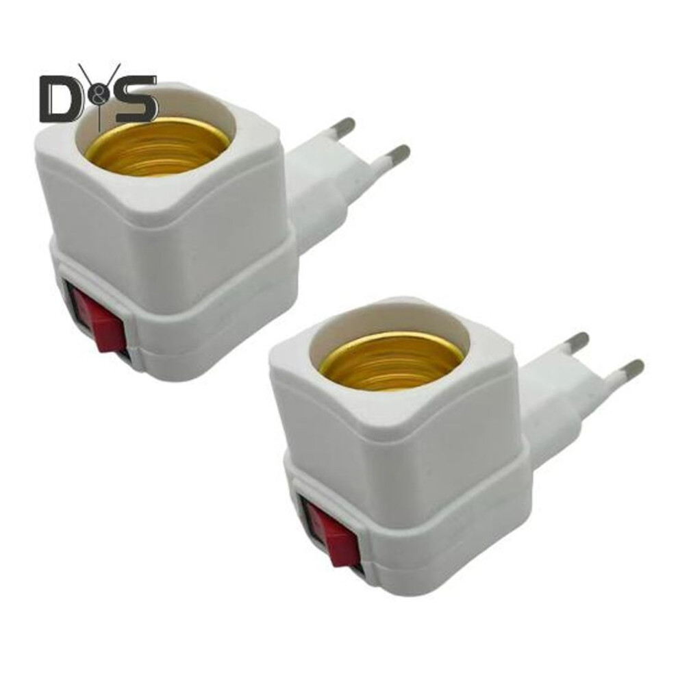 (as the picture, 2pcs) E27 Led Light Holder Lamp Bulbs Socket Base With On/off Switch High Reliable Universal Lamp Holder Connector Adapter
