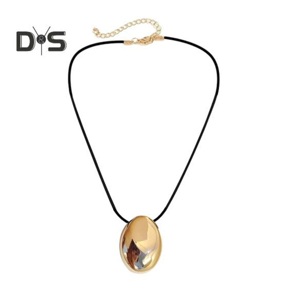 (as the picture, C) Oval Bead Clavicle Chain Necklace For Women Alloy Geometric Pendant Necklace Cord Collarbone Chain Accessory