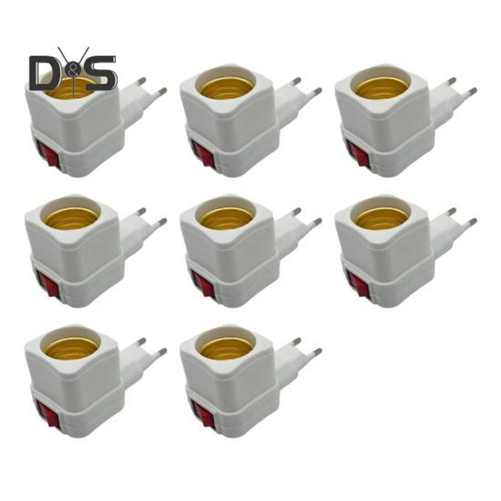 (as the picture, 8pcs) E27 LED Light Holder Lamp Bulbs Socket Base with On/Off Switch High Reliable Universal Lamp Holder Connector Adapter