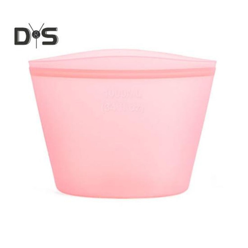 (pink, 1000ML) Silicone Food Storage Bag BPA Free Heat-Resistant Stand-Up Design Microwave Oven Safe Reusable Freezer Bag Silicone Container
