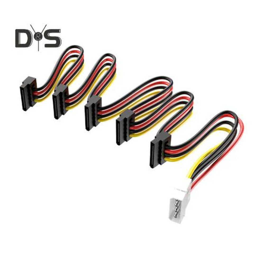 Sata Power Splitter Cables 1 X 4 Pin To 5 X 15 Pin Sata Power Supply Adapter Converter Cable Cord For Pc Server Hard Drive