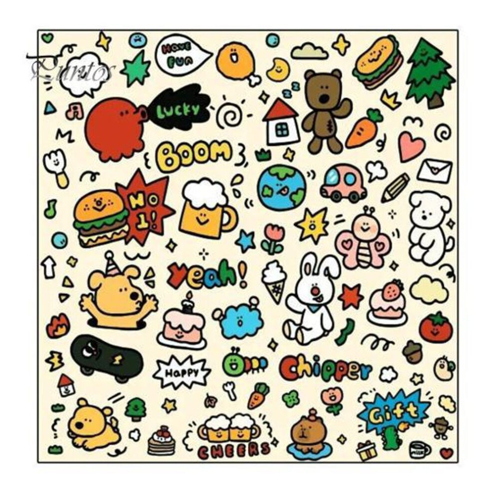 (as the picture, A) Self-Adhesive Cloth Makeup Bag Portable Protective Cosmetic Pouch Cartoon Printing Travel Organizer for Beauty Essentials Makeup Brush Eyeliner