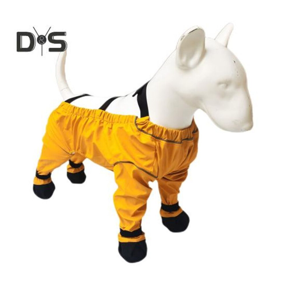 (yellow, S) Dog Suspender Booties With Anti-slip Sole Waterproof Machine Washable Adjustable Fit Suspender Boots Dog Shoes