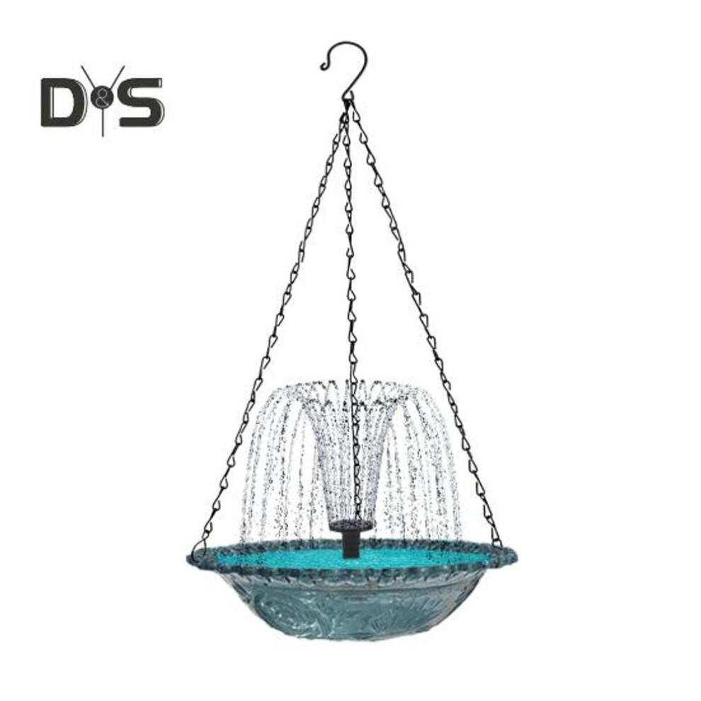 Hanging Birds Bath With Solar Fountain Pump Outdoor Garden Hummingbird Feeder Tray Solar Power Water Fountain Birdbath Bowl For Outside