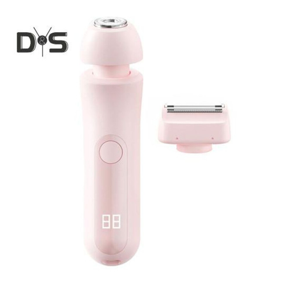 (pink) Double Heads Women Electric Shaver Usb Rechargeable Waterproof Portable Face Body Bikini Area Arm Leg Hair Removal Epilator Razor Trimmer