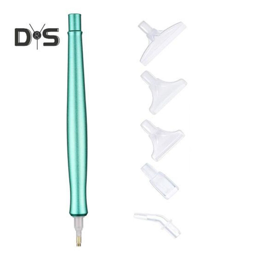 (green) Electric Diamond Art Pen Vacuum Diamond Art Pen with Interchangeable Tips Wax-Free Diamond Art Tool for Round Square Diamonds