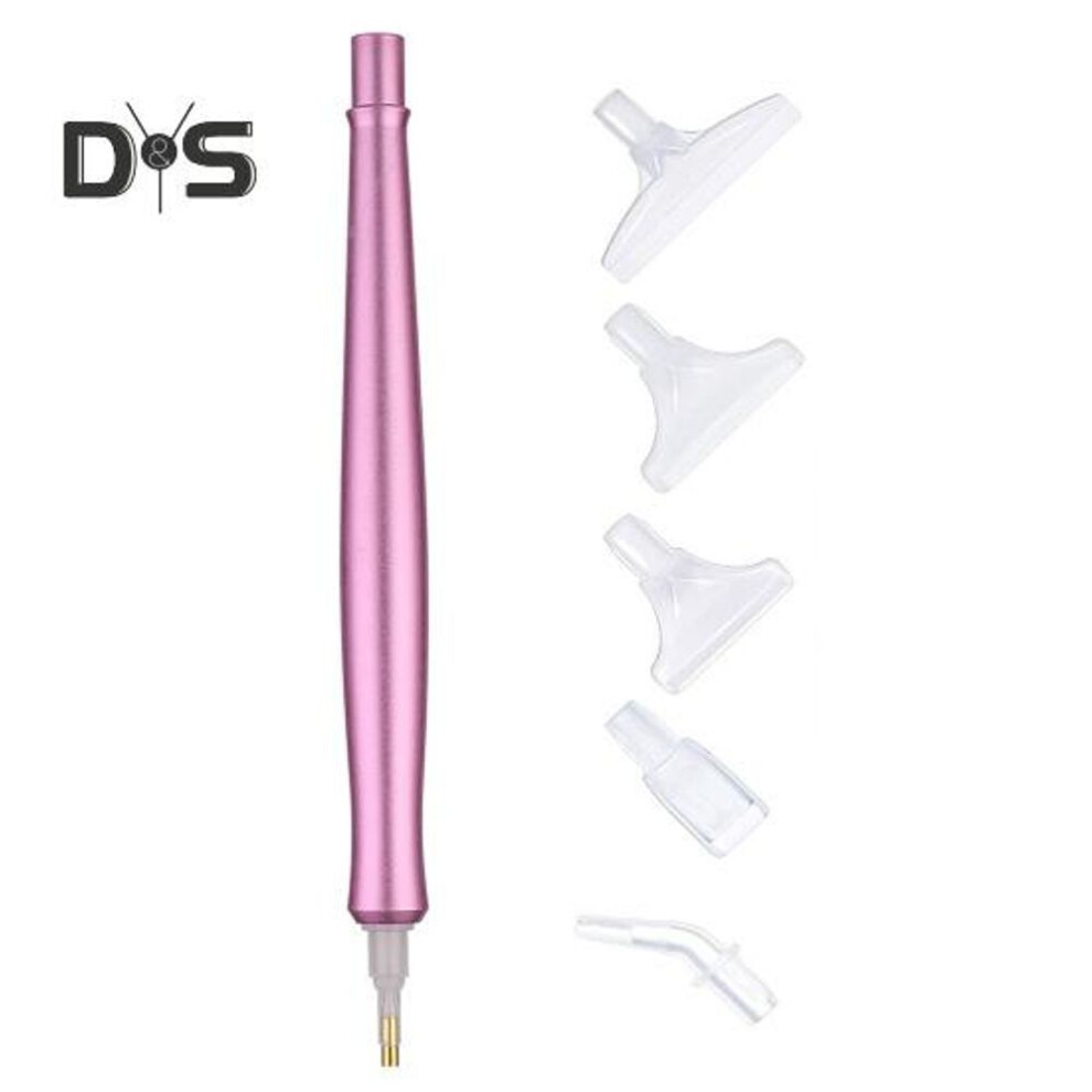 (pink) Electric Diamond Art Pen Vacuum Diamond Art Pen With Interchangeable Tips Wax-free Diamond Art Tool For Round Square Diamonds