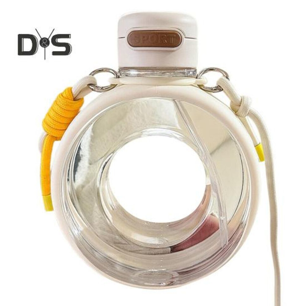 (white) Doughnut Shape Water Bottle With Strap 750ml Capacity O-shaped Water Bottle Summer Gym Water Container For Travel Sports Hiking Outdoor Activities