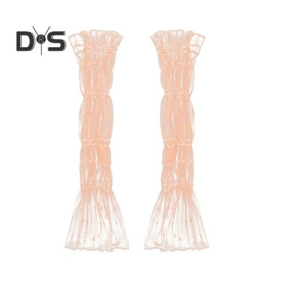 (champagne) Women's Long Ultra-thin Mesh Arm Sleeves Sun Uv Protection Cooling Fingerless Gloves Lace Tulle Sunscreen Arm Leg Sleeves For Cycling Driving Hiking