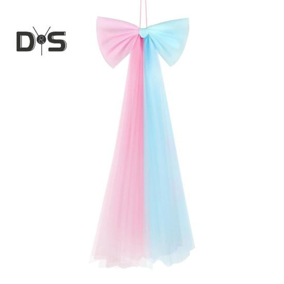 (blue) Large Bow Party Decorations Hanging Ribbon Mesh Bow DIY Gift Wrapping Craft Supplies for Baby Shower Birthday Bachelorette Wedding Decor