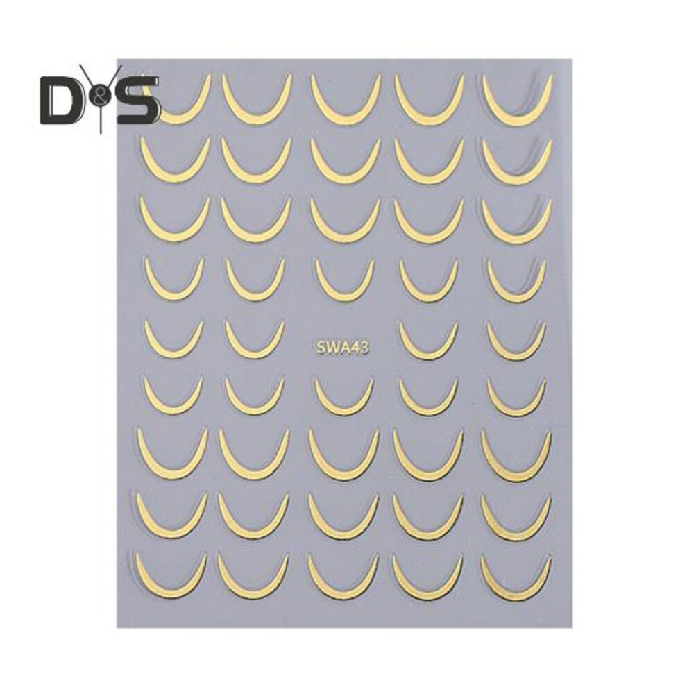 (golden) 1 Sheet Crescent Moon Nail Art Sticker Waterproof Self-adhesive Golden Silver-color Waning Moon Women Fake Nail Decoration Decal