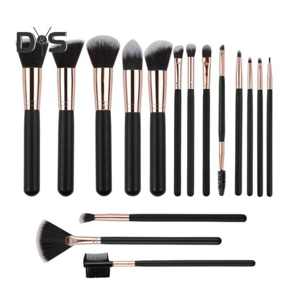(as the picture, A) 16pcs/set Makeup Brush Kit Portable Professional Foundation Loose Powder Blush Eyeshadow Concealer Lip Eyebrow Blending Cosmetic Brush Tools