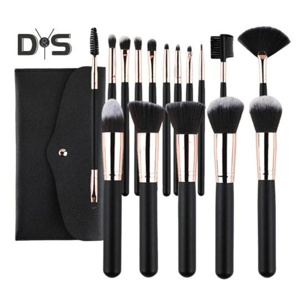 (as the picture, B) 16pcs/set Makeup Brush Kit Portable Professional Foundation Loose Powder Blush Eyeshadow Concealer Lip Eyebrow Blending Cosmetic Brush Tools