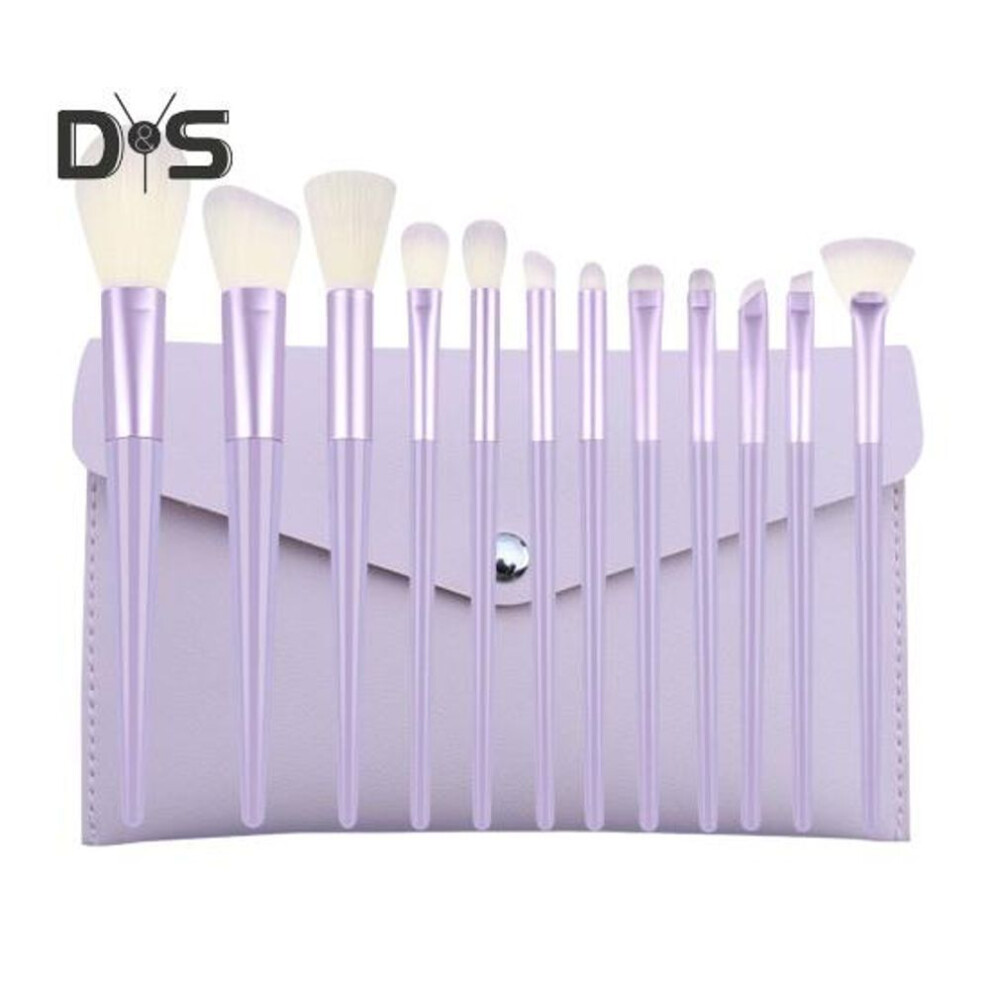 (light purple, B) 12pcs/set Makeup Brush Soft Bristles Fluffy Brushes For Contouring Blush Powder Eyeshadow Complete Beauty Kit For Beginners And Professionals