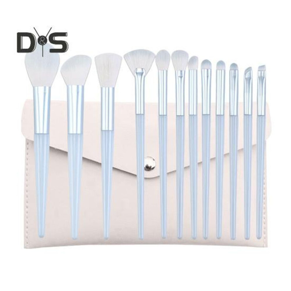 (sky blue, B) 12pcs/set Makeup Brush Soft Bristles Fluffy Brushes For Contouring Blush Powder Eyeshadow Complete Beauty Kit For Beginners And Professionals