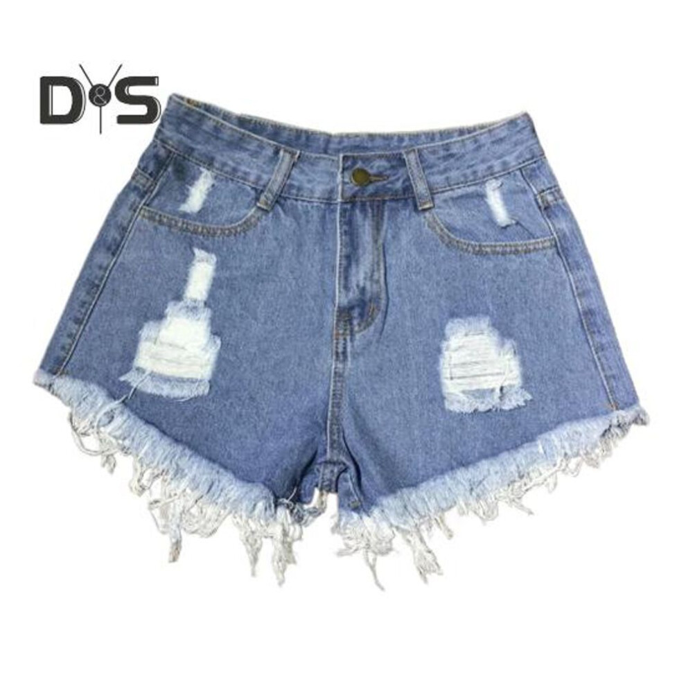 (light blue, S) Women's High Waisted Cut Off Denim Shorts Ripped Distressed Frayed Hem Jeans Shorts Summer Stretchy Hot Short Pants
