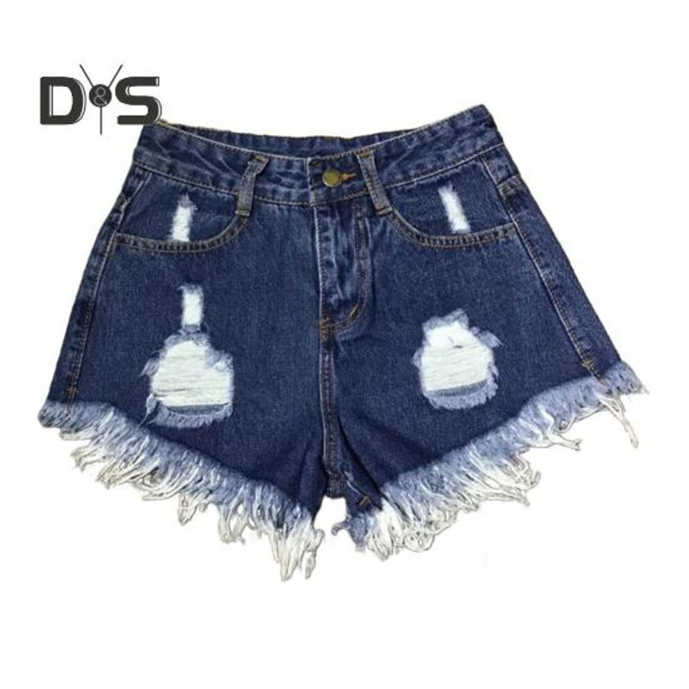 (dark blue, XXXXL) Women's High Waisted Cut Off Denim Shorts Ripped Distressed Frayed Hem Jeans Shorts Summer Stretchy Hot Short Pants