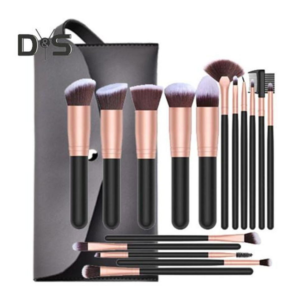 (as the picture, B) 16pcs/set Makeup Brush Kit Portable Professional Foundation Loose Powder Blush Eyeshadow Concealer Lip Eyebrow Blending Cosmetic Brush Tools