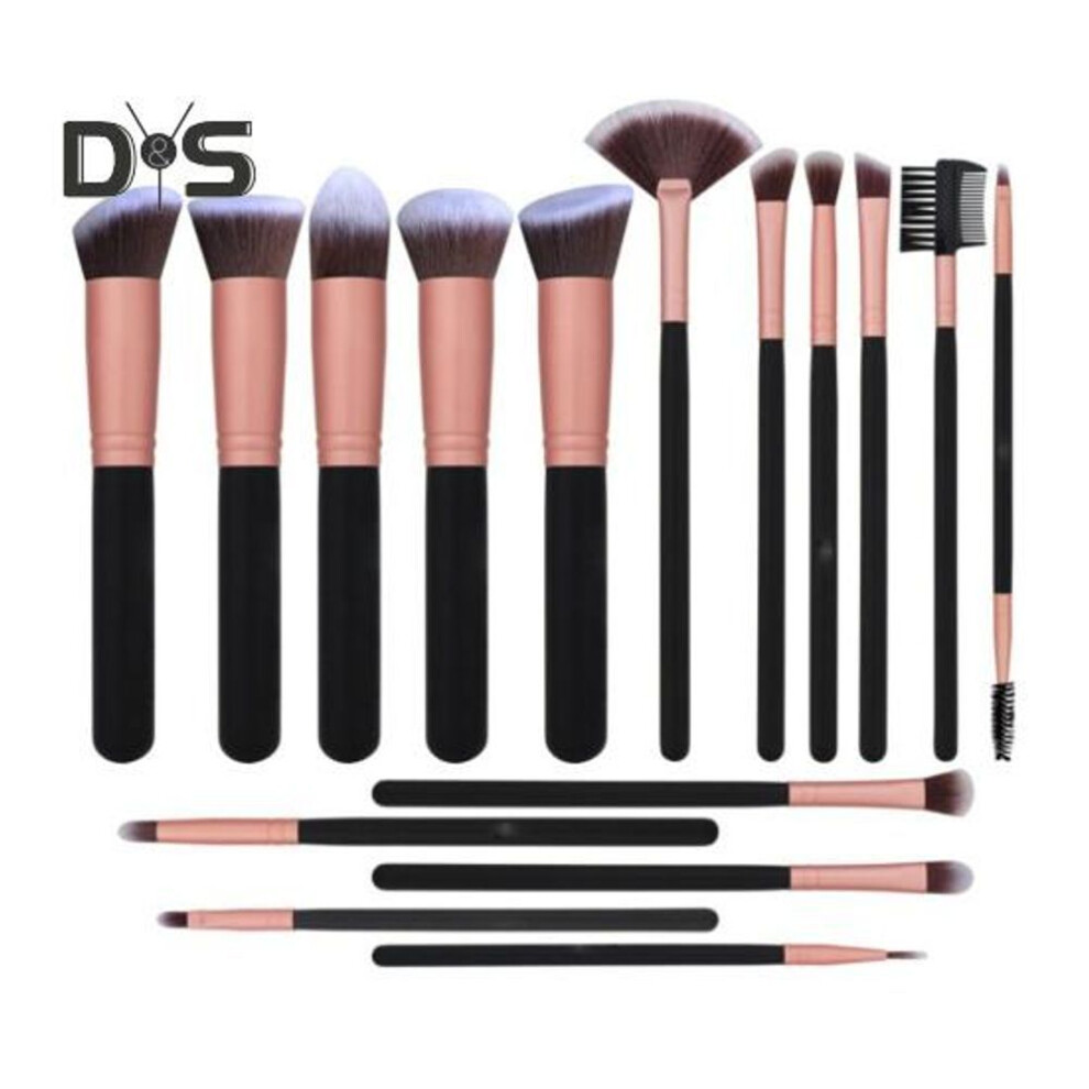 (as the picture, A) 16pcs/set Makeup Brush Kit Portable Professional Foundation Loose Powder Blush Eyeshadow Concealer Lip Eyebrow Blending Cosmetic Brush Tools