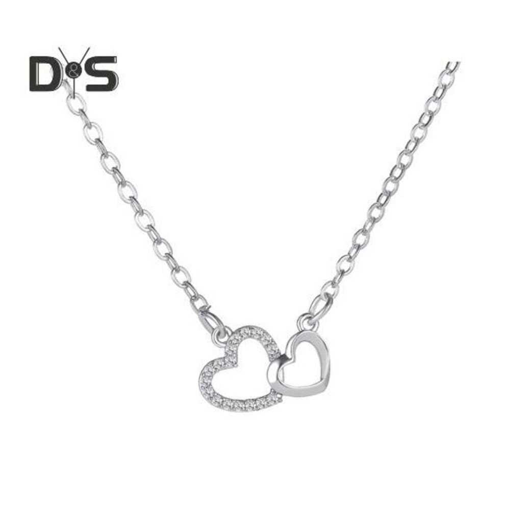 (silver) Women Necklace Rhinestone Hollow Heart Pendant Adjustable With Extended Length Hollow Chain Lady Clavicle Necklace Neck Jewelry
