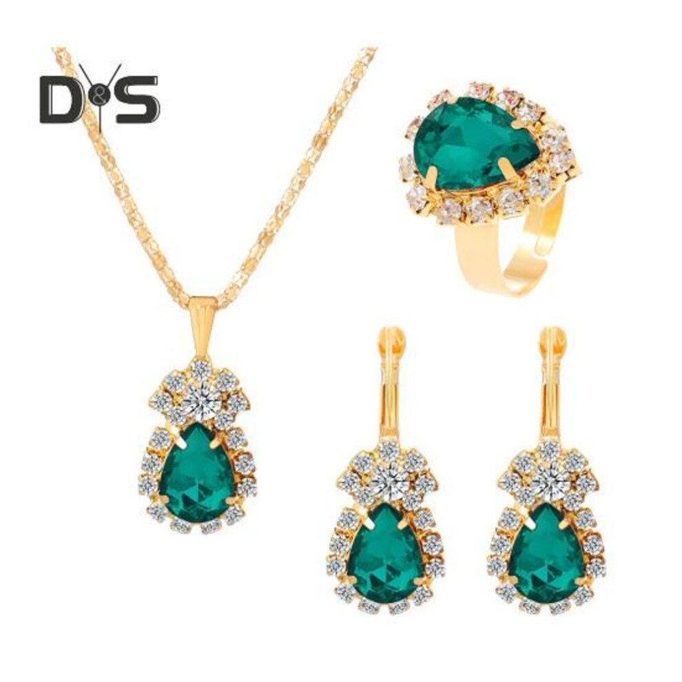 (green) 1 Set Jewelry Set Rhinestone Earrings Necklace Color Matching Adjustable Length Polished Prom Party Wedding Party Bride Jewelry Necklace Earrings