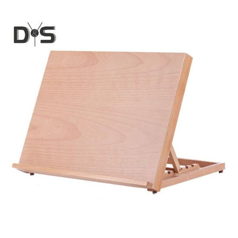 (as the picture, M) Desktop Easel Adjustable Angle Drawing Board Wood Sketching Board Portable Artists Tabletop Art Display Stand