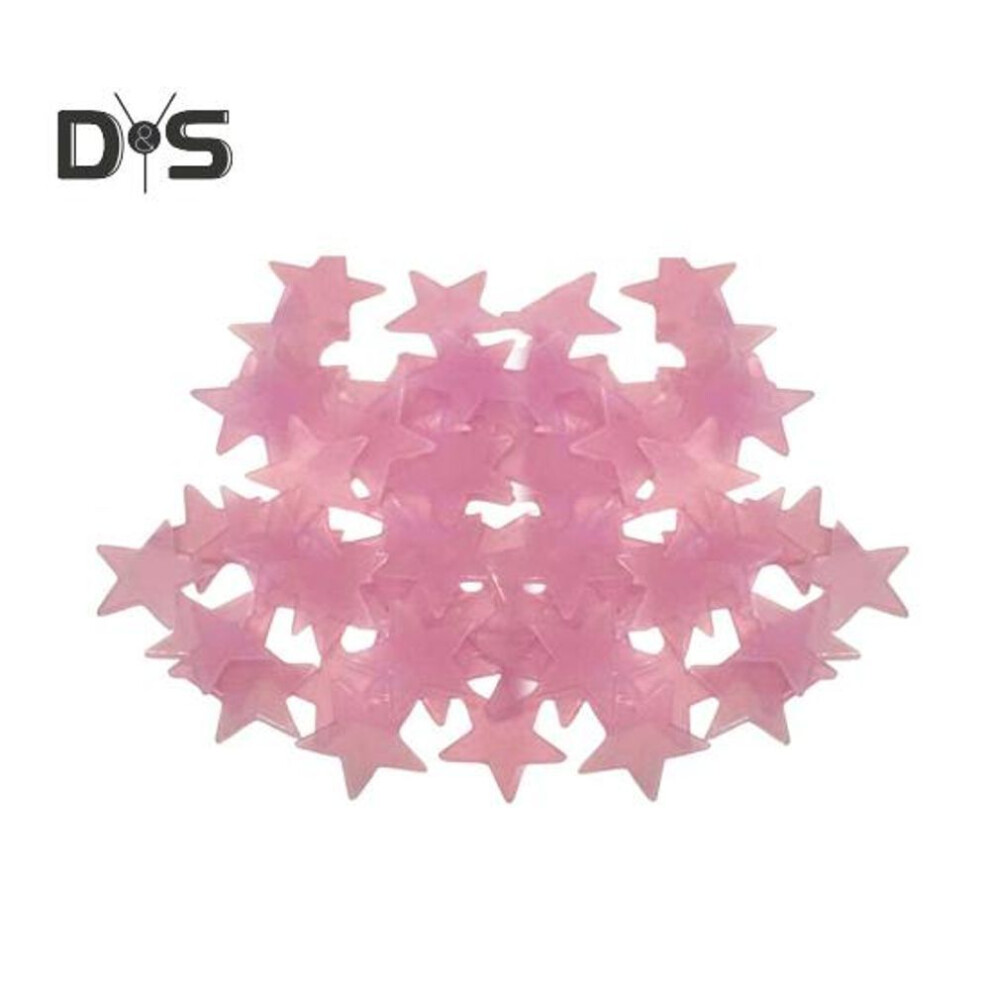 (pink) 100 Pcs Luminous Stars Wall Stickers Glow In The Dark Wall Decals Non-adhesive Star Stickers With Adhesive Tape Included For Ceiling Bedroom Kids