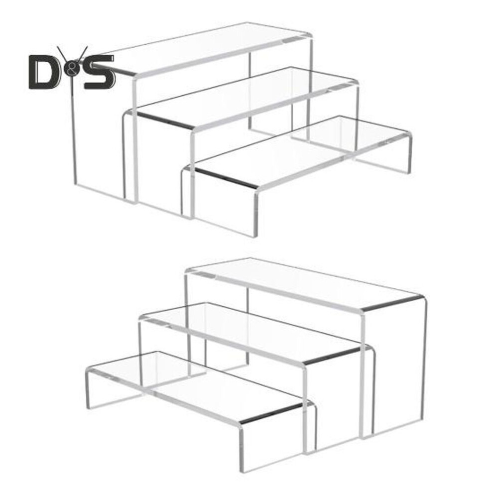 (as the picture, Mixed Style) 6pcs Clear Acrylic Storage Display Racks Strong Load-bearing Transparent Rectangular Display Shelf Dessert Cupcake Candy