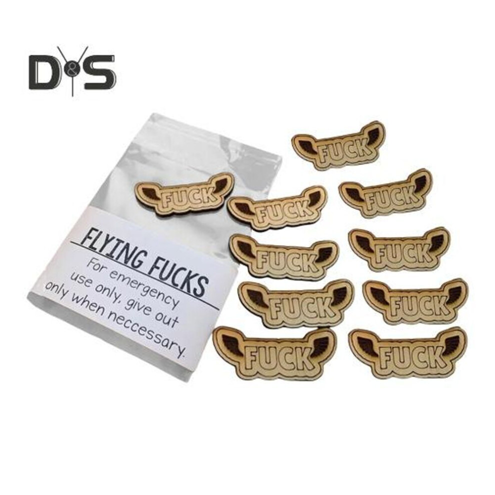 (as the picture, B) 10 Pcs Wooden Curse Words Tokens Wood Fucks to Give Rude Humor Baubles Gag Gifts for Friend Office Birthday April Fools' Day