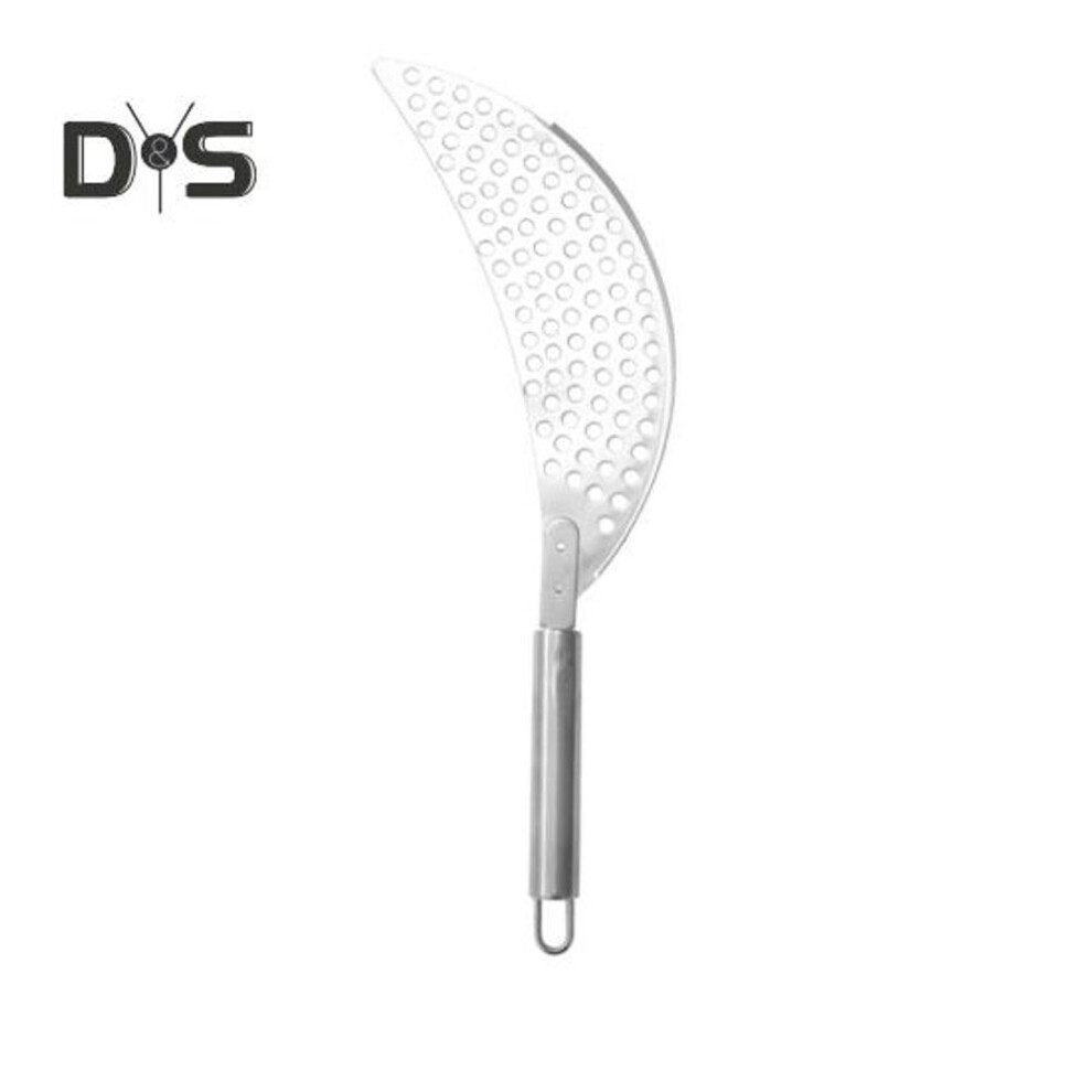 (as the picture, A) Pot Strainer With Handle Stainless Steel Colander Pan Pot Strainer Basket Anti-rust Crescent Shape Noodles Pasta Fruit Veggies Food Strainers For
