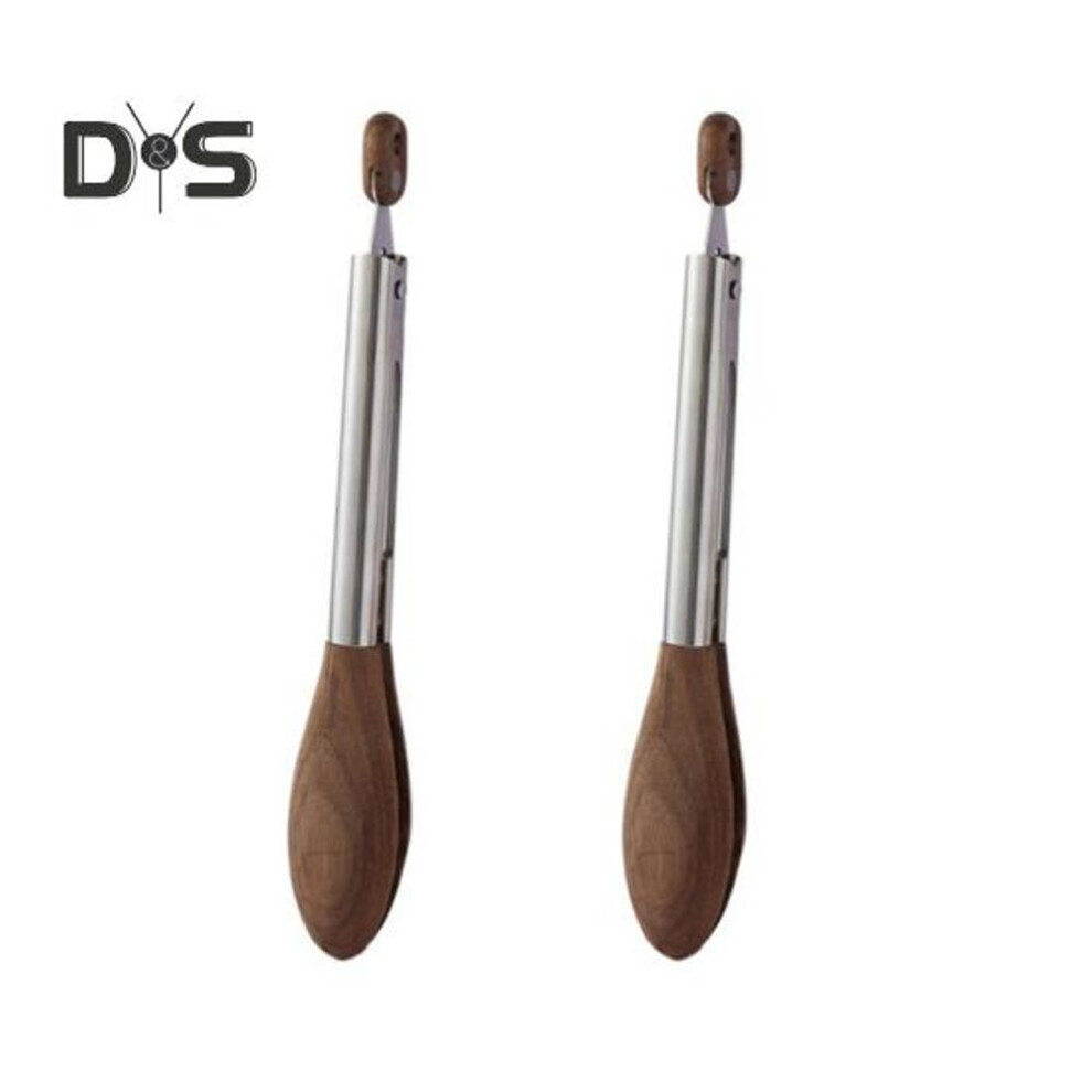 (as the picture, D) 12 Inch Wooden Tongs For Cooking Stainless Steel Salad Tongs With Walnut Wood Tip Locking Mechanism Heat Resistant Kitchen Utensils Set