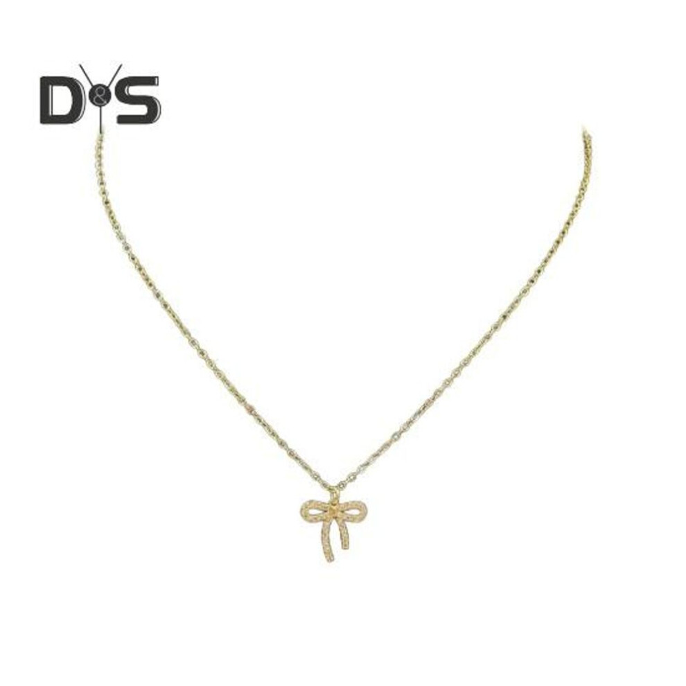 (as the picture, 5) Women Necklace Rhinestone Bow Pendant Adjustable With Extended Length Hollow Chain Lady Clavicle Necklace Neck Jewelry