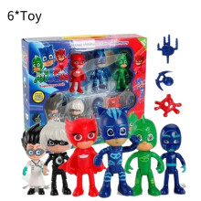 Set giocattolo action figure mantello personaggio cartone animato 6 pezzi Pj Masks regalo bambini