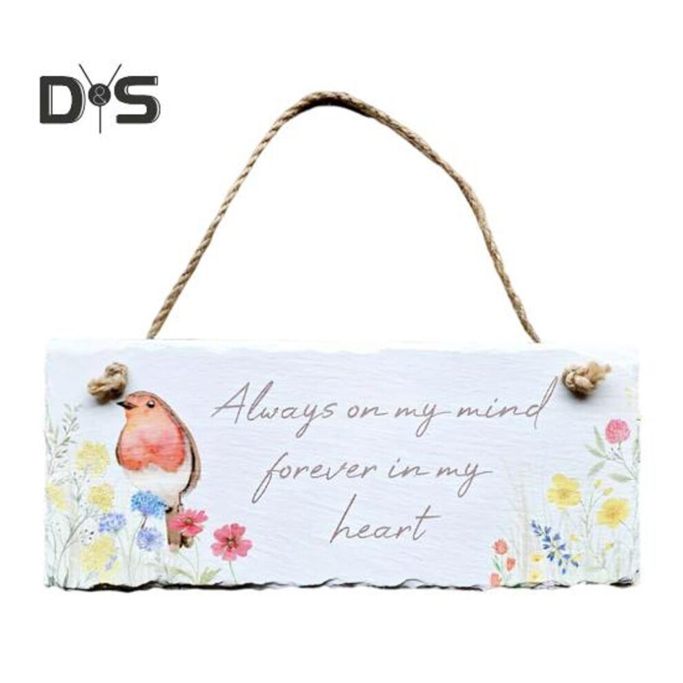 (as the picture, A) Robin Floral Hanging Sign Sentiment Plaque with Emotional Quotes Rustic Robin Wall Art Sign for Home Farmhouse Decor Housewarming Gift