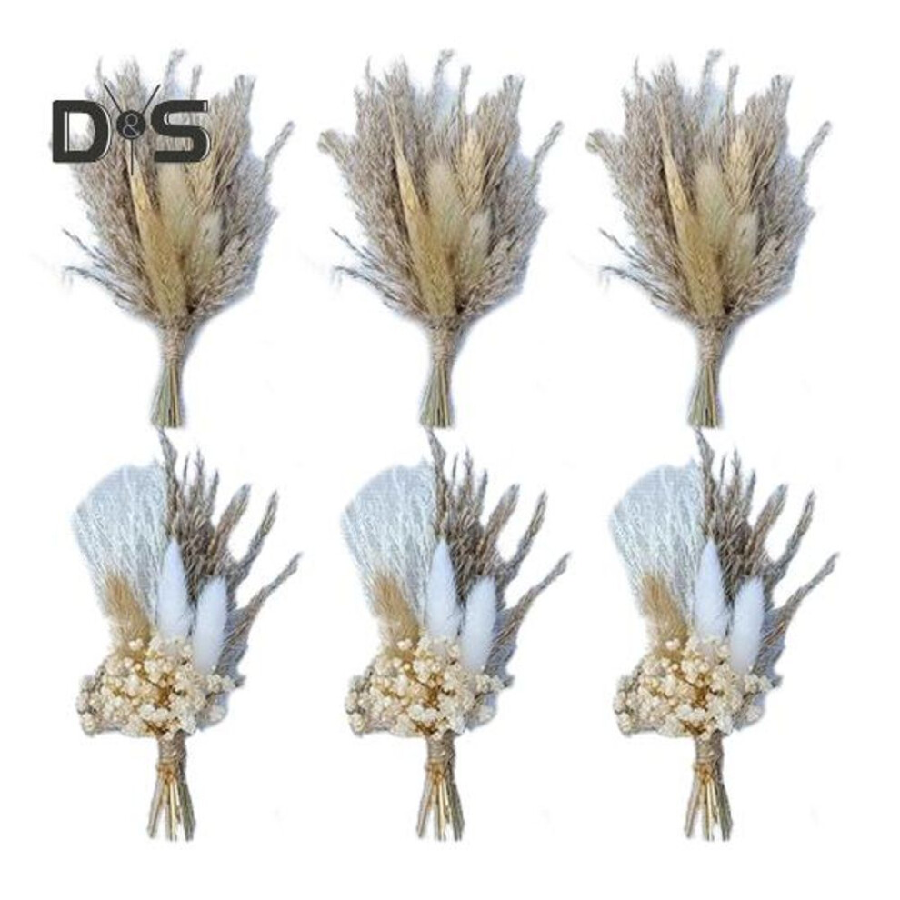 (as the picture, B) 6pcs Artificial Dried Flower Bouquet Bohemian Mini Flower Bouquet Diy Crafts Vase Wedding Party Home Office Table Centerpiece Decoration