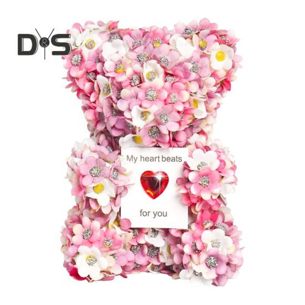 Rose Bear For Women Valentine's Day Artificial Rose Bear With Box Pink Flower Bear Anniversary Birthday Romantic Gift For Her