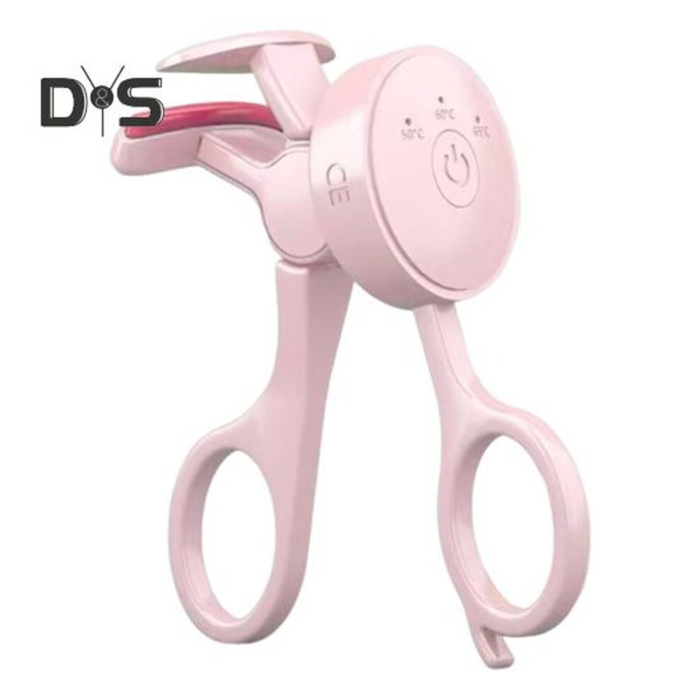 (pink) Electric Heated Eyelash Curler 3 Temperature Setting Type-c Rechargeable Portable Quick Heating Women Eye Lashes Curling Tools
