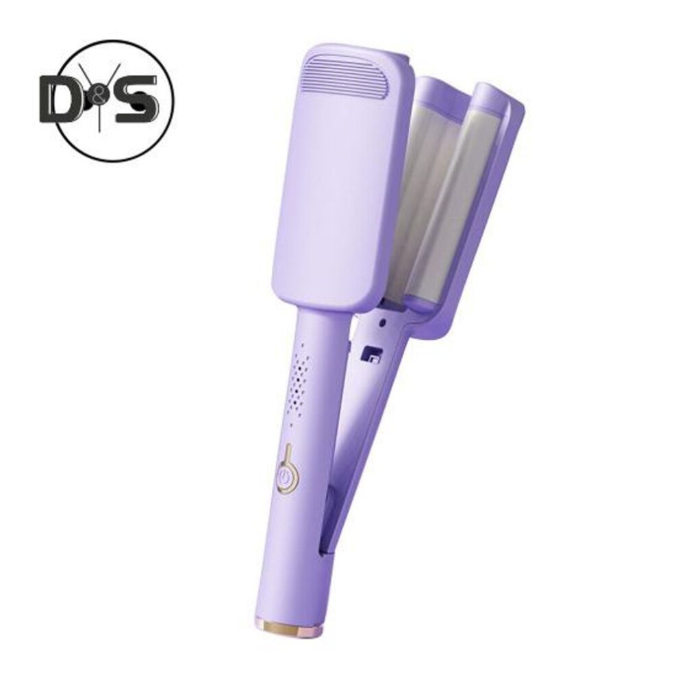 (purple, EU) 32mm V Shape Curling Iron Ceramic Big French Waves Hair Crimper Styling Tool Anti-scald Deep Waver Curling Wand For Short And Long Hair