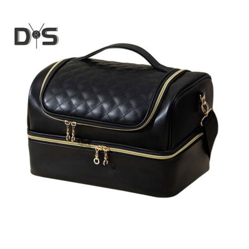 (black) Nail Polish Organizer Case Storage Bag With Handle Large Capacity Zipper Closure Double Layer Multifunctional Manicure Tool Organizer