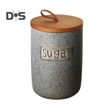 (as the picture, B) Ceramic Sugar Bowl Sealed Storage Tank with Lid Food Grade BPA Free Large Capacity Coffee Bean Sugar Container Holder